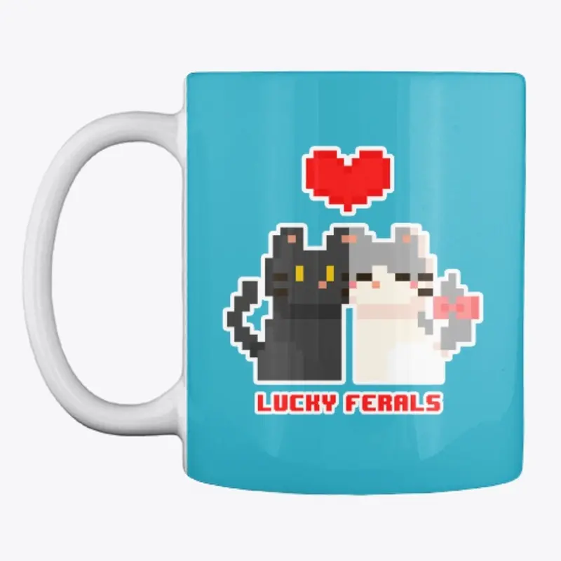 Lucky Ferals 8 Bit Love Video Game Cats