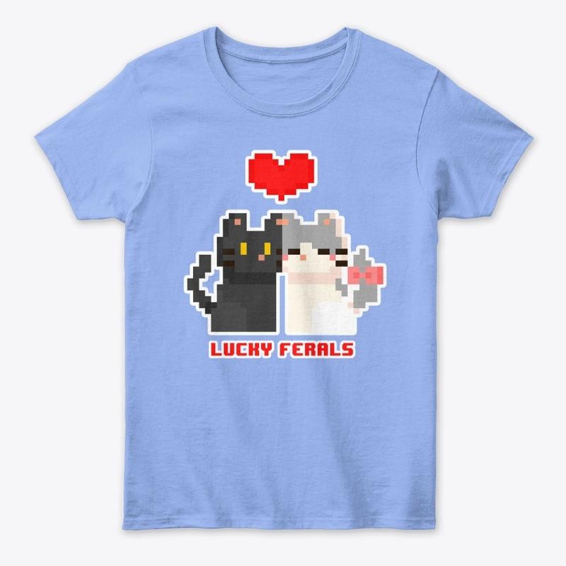 Lucky Ferals 8 Bit Love Video Game Cats